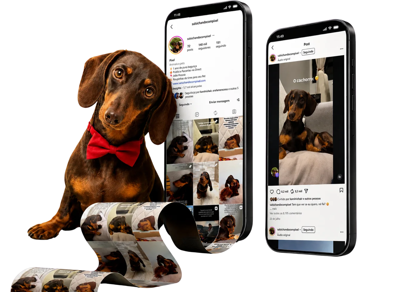 O Pixel e o perfil dele no Instagram, com 140 mil seguidores